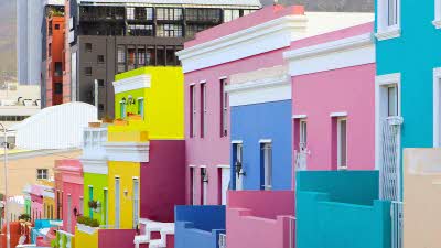 Colourful buildings Bo-Kaap district of Cape Town 