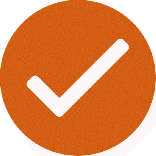 White tick on orange background icon