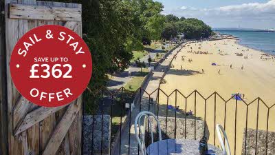 View from a balcony overlooking Appley Beach on the Isle of Wight