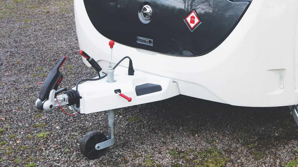 Towbar located at the front of the caravan