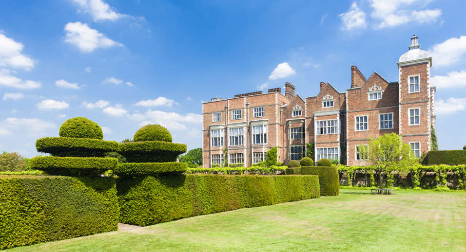 Hertfordshire's Hatfield House and gardens in the sunshine in Hertfordshire