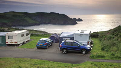 Trewethett Farm Caravan Club Site overlooking Bossiney Cove in Tintagel 