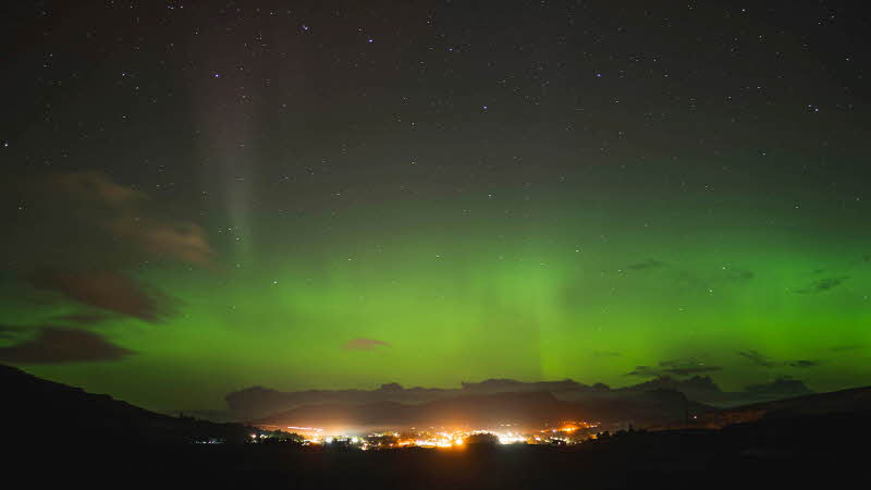 A view of the Northern Lights taken from the Isle of Skye, Scotland. 