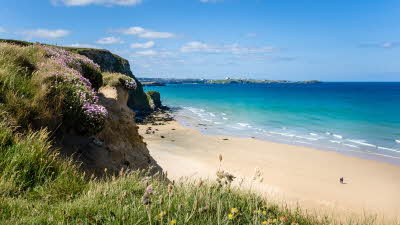 Stunning blue sea against white sandy beach