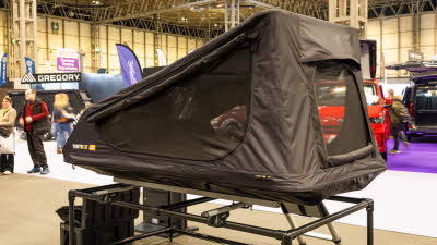 TentBox GO has black canvas with two windows with a flyscreen.