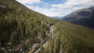Rocky Mountaineer with landscape
