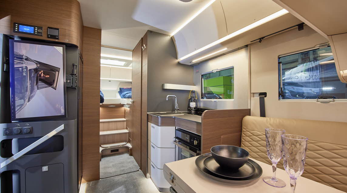 A Class interior, wood, beige furnishings