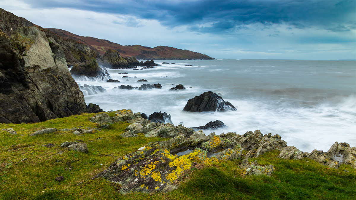 Photo of a stormy view taken along the South West Coastal path