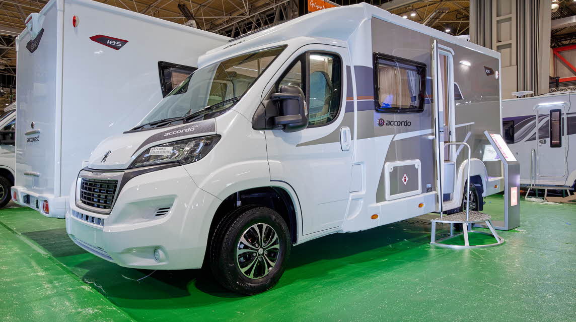Coachbuilt exterior, white, grey graphics