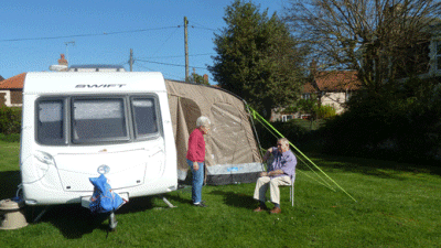 Manor Farm, PE32 1BG, King's Lynn, Norfolk, caravan, people, awning