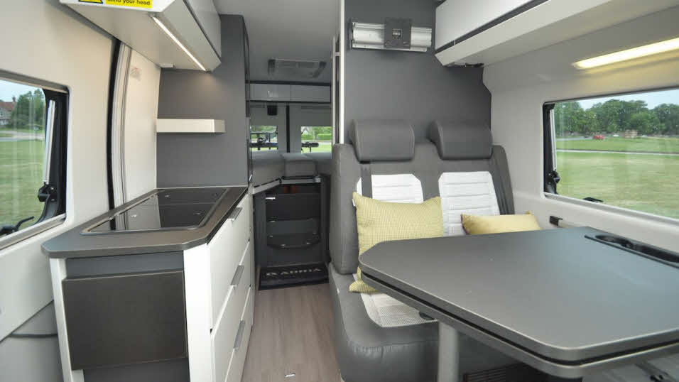 Adria Twin Supreme 640SLB grey and white interior 