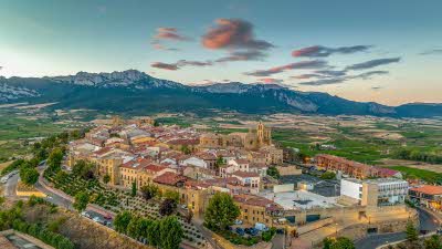 Medieval village of Laguardia surrounded by the vineyards of Rioja