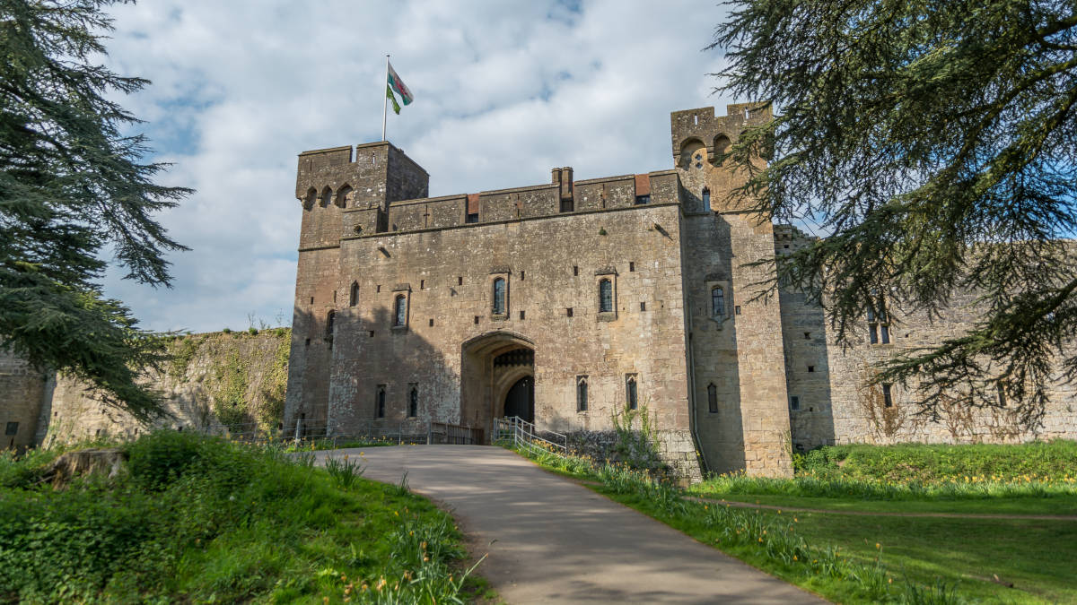 Imposing gated entrance to Caldicot Castle