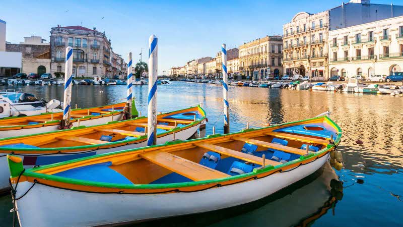 Typical boats on the royal canal in Sète France