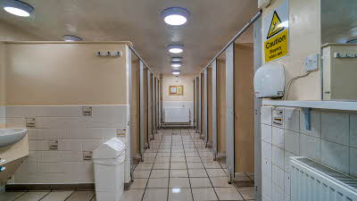 The interior of the toilet block