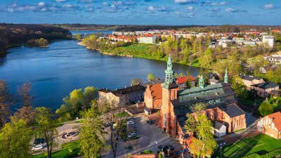 town of Kartuzy by the side of a lake