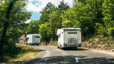 Motorhomes driving in French Mountains