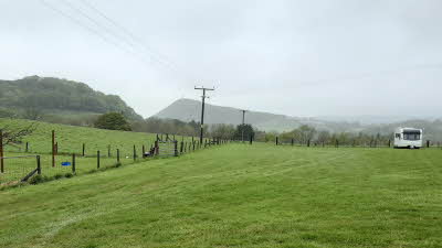 Penygraig Farm, SY23 4QA, Aberystwyth, Ceredigion, Wales, CL owner, 2021, pitch, field, grass, caravan