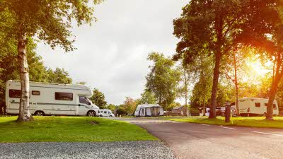 Motorhome pitched up on a campsite