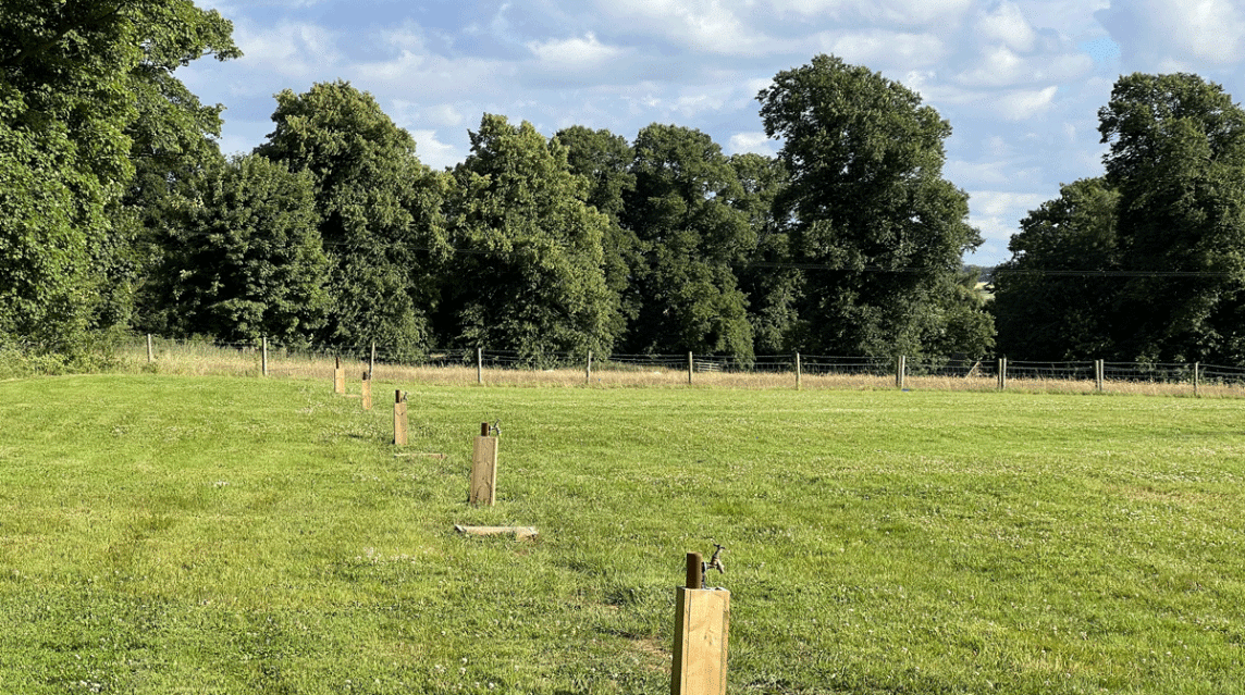 Land on Hill Road, NN11 6YB, Daventry, Northamptonshire, CL owner, 2022, pitch, field, tap, grass, trees