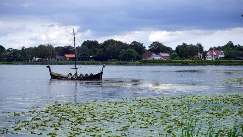 Viking boat on the Jels lake in Denmark