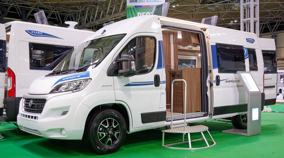 Van Conversion exterior, white, fixed high roof