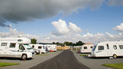 Road with caravans and motorhomes at Barnard Castle