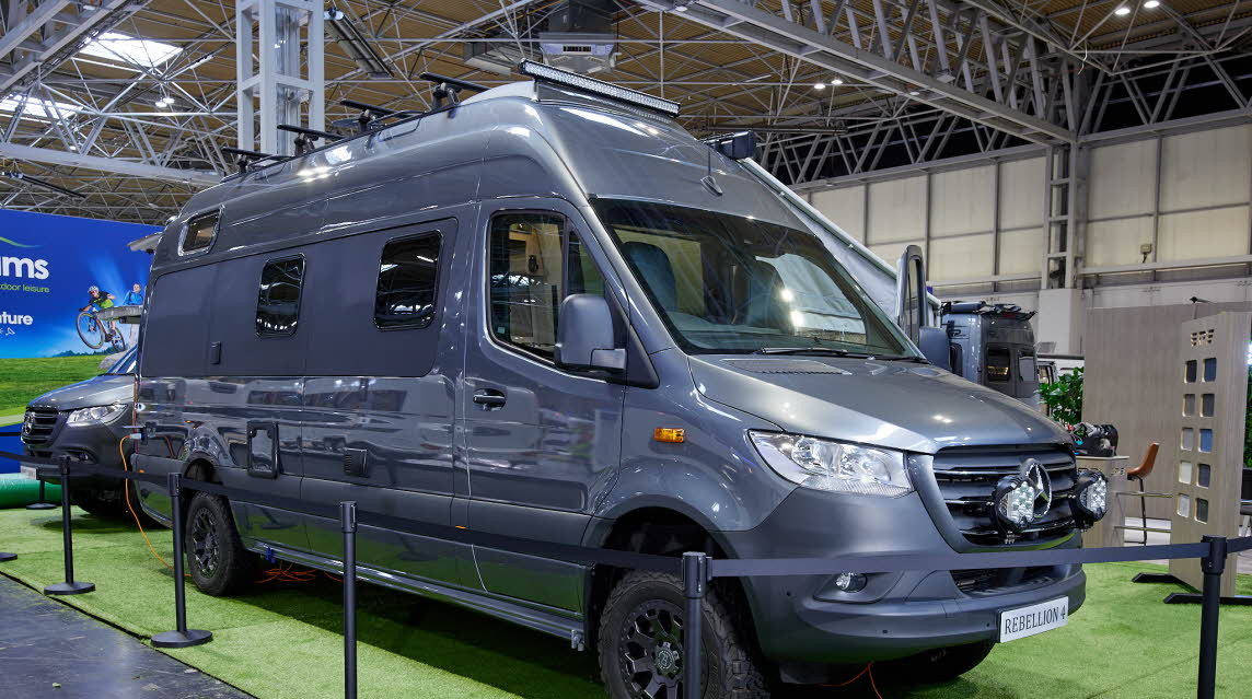 Dark grey van conversion, high roof