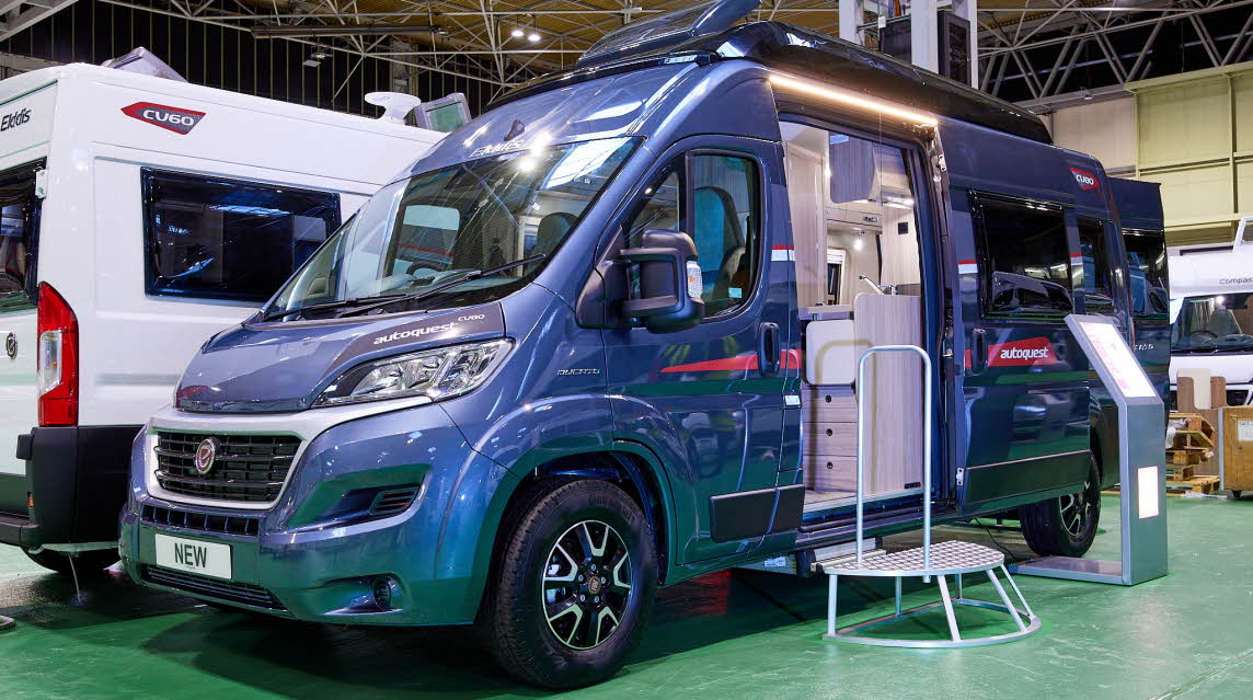 Van conversion, grey, sliding door, rising roof (down)