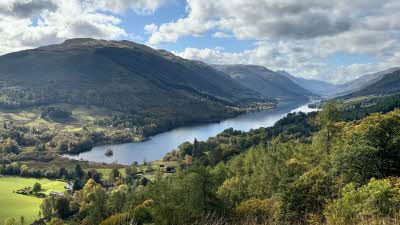 view of Loch Voil surrounded by hills