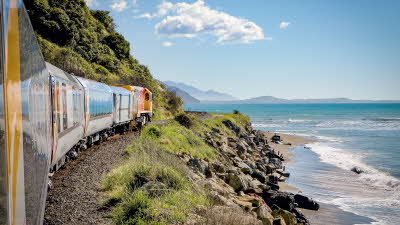 Photo of the Coastal Pacific train in New Zealand