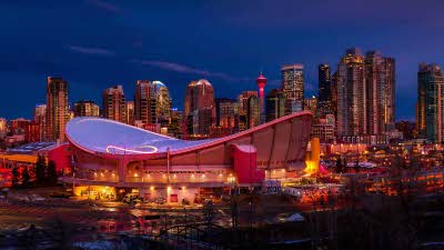 Calgary lit up at night